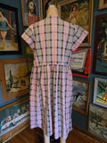 Vintage 50s pink and black plaid snap waist dress