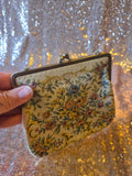 Vintage 70s Small Pastel Floral Tapestry Handbag