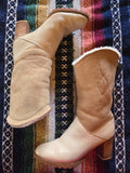 Vintage 70s Sherpa Lined Cowboy Boots Women's 8