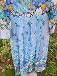 Vintage 70s Blue Floral Maxi with Belt