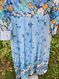 Vintage 70s Blue Floral Maxi with Belt
