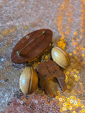Vintage 40s wooden football Dangling charm brooch