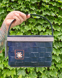 Vintage 60s Black Paisley Bandana Basket Purse