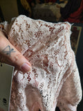 Vintage 50s Pink Lace Top with Rhinestone Buttons