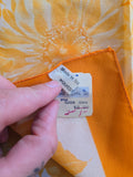 Vintage 70s Orange Floral Long Polyester Scarf