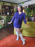 Vintage Lady Carol Blue Button Up Wiggle Dress