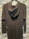 Gently Used Foxblood Black Hooded Jumpsuit