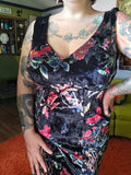 Gently Used Unique Vintage Floral & Butterfly Velvet Maxi
