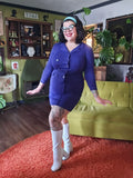 Vintage Lady Carol Blue Button Up Wiggle Dress