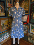 Vintage 40s blue and white floral romper and skirt set