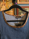 Vintage 90s Denim and Leopard Drint Dress