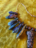 Unforgiven Blue Oxidized stone Tiki Necklace