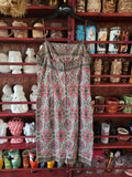 Vintage 60s Brown and Red Ornate Printed Dress