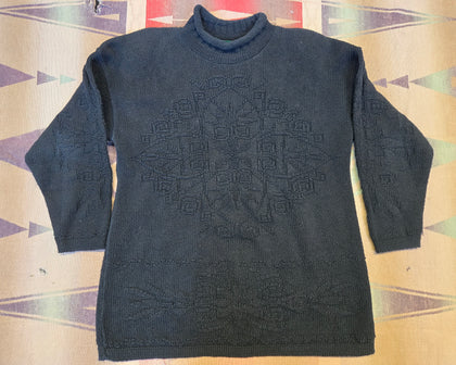 Vintage 90s Black Cable Knit Sweater