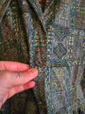 Vintage Volup Pastel Blue and Green Paisley Shirt Dress