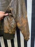Vintage 90's Distressed Brown Leather Bomber Jacket