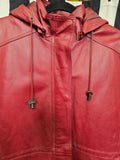 Vintage 90s Maroon Leather Jacket with Hood