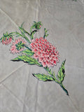 Vintage 50s white and pink dahlia square silk scarf