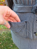 Vintage 40s Blue Gingham Jacket Skirt Set with Belt