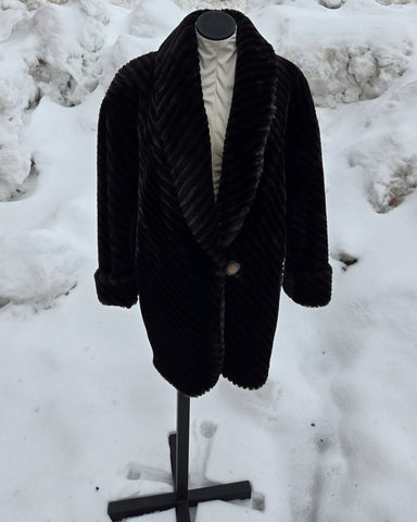 Vintage 1980s I Magnin Faux Fur Striped Coat
