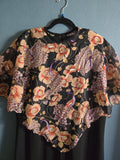 Vintage Black Dress w/Floral Cape