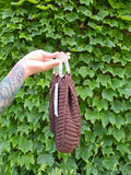 Vintage 40's Brown Knit Shell Bag with Lucite Handle