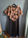 Vintage Black Dress w/Floral Cape