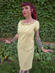 Vintage 60s Yellow Formal Pencil Dress