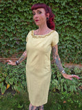 Vintage 60s Yellow Formal Pencil Dress