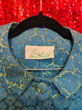 Vintage 60s blue and green brocade suit set