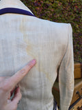 Vintage 50s White Linen Jacket with Navy Trim