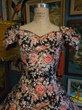 Vintage 80s Laura Ashley pink and black floral dress