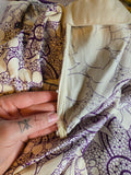 Vintage 50s white & purple floral Rhinestone dress