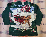 Vintage 90s Knit Horse Carriage Sweater