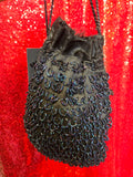 Vintage 20's Black and Iridescent Blue Beaded Bag
