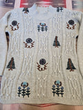 Vintage 90s Cream Floral Tree Knit Sweater