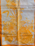 Vintage 70s Orange Floral Long Polyester Scarf