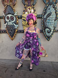 Handmade Purple and Whit Bark Cloth Three Piece Set