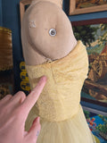 Vintage 50s Yellow Tulle Prom Dress with Shrug