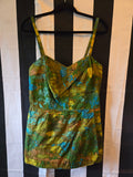 Vintage 60s Catalina Green and Blue Abstract Swimsuit