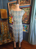 Vintage 60s Blue Sequin Harlequin Dress