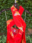 Vintage Red Orange Hibiscus Dress