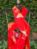 Vintage Red Orange Hibiscus Dress