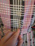 Vintage 50s pink and black plaid snap waist dress