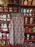 Vintage 60s Brown and Red Ornate Printed Dress