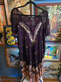Vintage 90s Brown Bleach Tie Dye Hippie Dress
