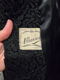 Vintage 1950s Black Persian Wool Coat with Mink Collar