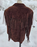 Vintage 90s Dark Brown Suede Fringe Jacket