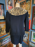 Vintage 90s black and leopard print suit set