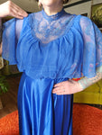 Vintage Royal Blue Lace Collar Dress
